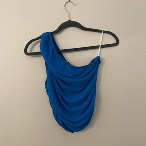 SHEIN one shoulder blue top